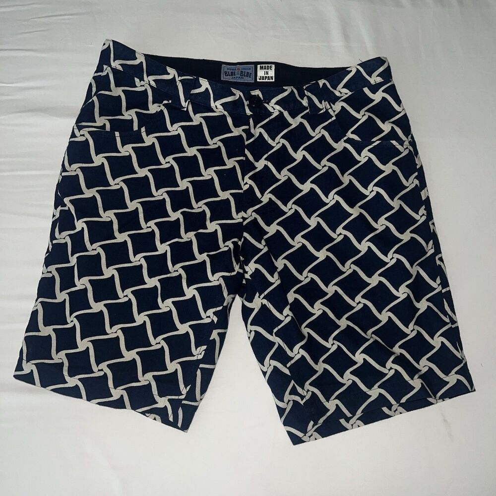 Blue Blue Japan Indigo Japanese Roof Tile Shorts 10” Inseam 3/32 100% Cotton - Picture 4 of 10